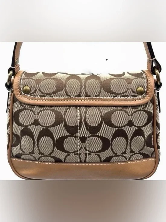 Coach Brown Signature Canvas Turn-Lock Crossbody - Picture 2 of 7
